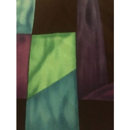 Vtg Joan Leslie Women's Geometric Button Up Blouse Top Size 8 Blue Green