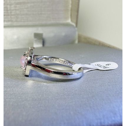 Halo Design Light Purple Center W/Accents Rhodium Pl Band Sz6 Ring Bomb Party