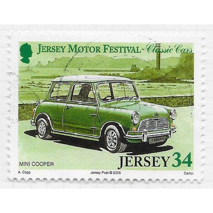 JERSEY 2005 ICONIC MOTOR VEHICLES CAR MINI COOPER TRANSPORT FESTIVAL 34p USED