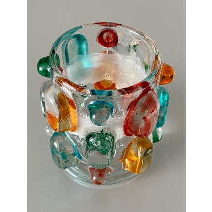 VINTAGE JAPANESE BOND WARE VOTIVE GLASS CANDLE HOLDER
