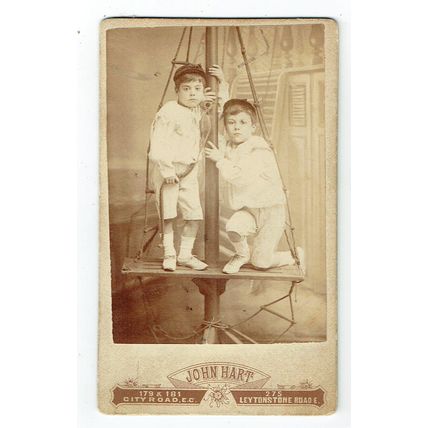 Victorian cdv photo two boys in rigging London photographer