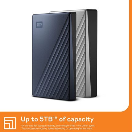 WD 5TB My Passport Ultra, Blue, Portable External Hard Drive, Backup Software wi