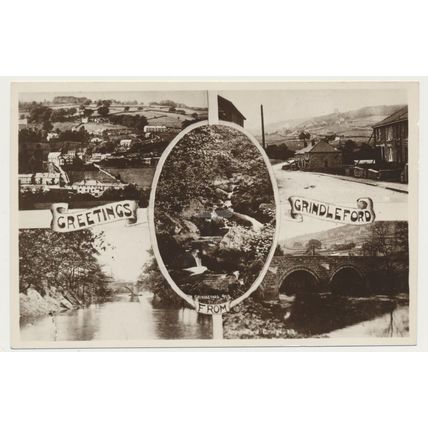GRINDLEFORD Greetings Hope Valley Derbyshire early 20th C. RPPC K Ltd