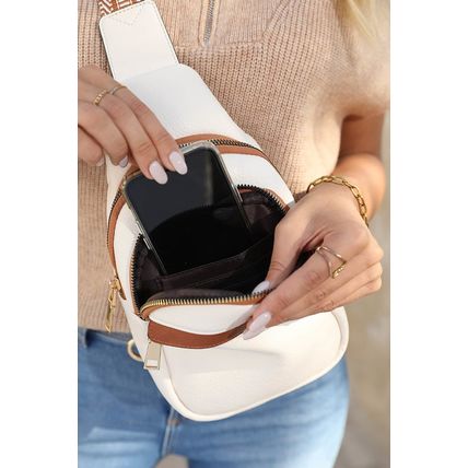 White Multi Zipped Street Casual Sling Bag