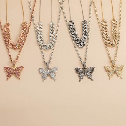 Necklace with diamond butterfly necklace