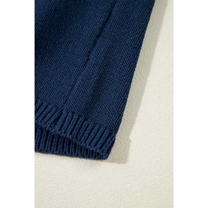 Sail Blue Star Pattern Drop Shoulder Knitted Sweater