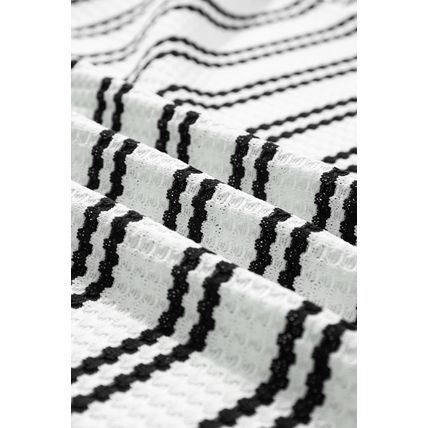 Black Stripe Print Open Front Duster Cardigan