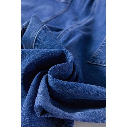 Prussian Blue Mineral Wash Knotted Strap Patched Pocket Wide Leg Denim Overalls