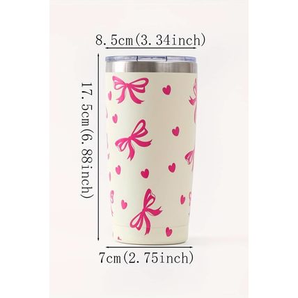 Rose Red Bows Hearts Printed Insulated Stainless Steel Cup