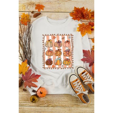 White Fall Bow Pumpkin PNG Sublimation Graphic Sweatshirt