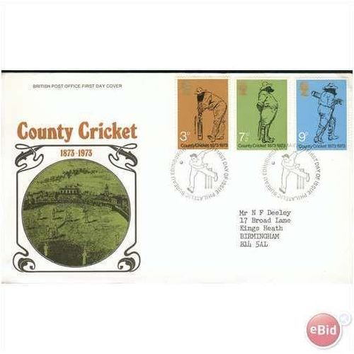 GB FDC 1973 - County Cricket - Edinburgh SHS