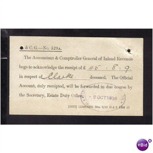 A & CG no529A, THE ACCOUNTANT & COMPTROLLER GENERAL OF INLAND REVENUE, 2OCT1918