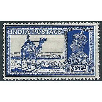 India 1937 SG254 3a6p Bright Blue Mounted Mint .. ..