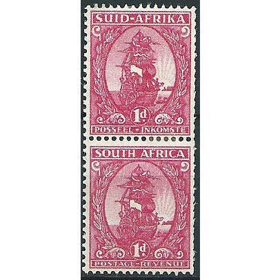 South Africa 1943 SG106 1d Carmine Mounted Mint PAIR .. ..