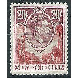 Northern Rhodesia 1938 SG45 20/- Carmine-Red & Rose-Purple Mounted Mint ....