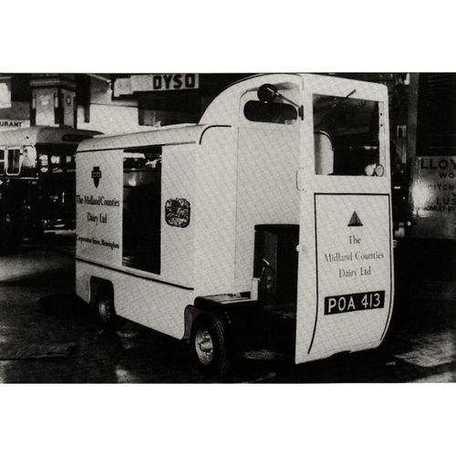 Postcard Electric Milk Float Midland Counties Dairy 1954 Commercial Motor Show