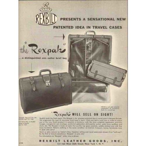 rexbilt leather goods 1950 rexpak sensational travel cases vintage ad