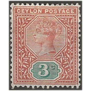 Ceylon 1893 SG245 3c Terracotta & Blue-Green Mounted Mint . .. .