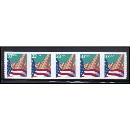 3281c 33c U.S. Flag Over City Very Fine MNH PNC 5555/5 KA9324