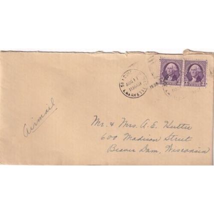 United States 1938 St Louis MO-Beaver Dam WIS Cover St Louis cancel written VGC