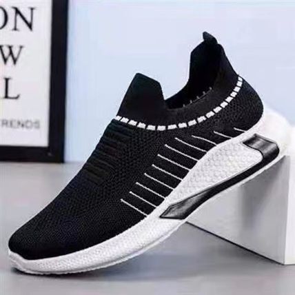 Fashion Mesh Sock Shoes With Striped Design Men Outdoor Breathable Slip-on Sneak