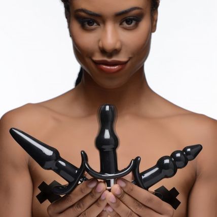 Thrill Trio Anal Plug Set Black 3 Butt Plugs Ass Play Frisky Vibrating Vibrator