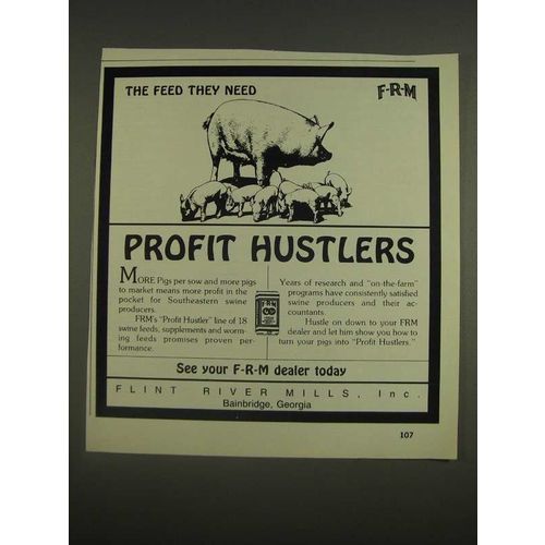 1985 F-R-M Flint River Mills Profit Hustler Swine Feed Ad