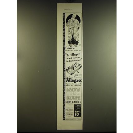 1934 Allegro Razor Ad - in French - Grock, l'inimitable clown dit