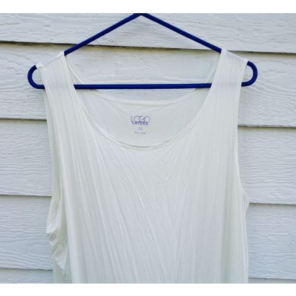 N1X LOGO Layers Lori Goldstein Ivory Tunic Tank Top Womens 1X A235497 Sleeveless