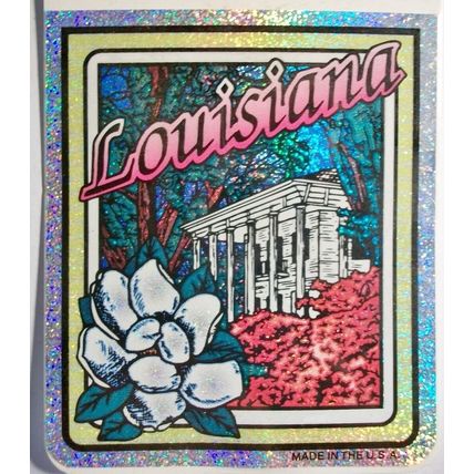 Louisiana State Vinyl Reflective Souvenir Decal with Glitter