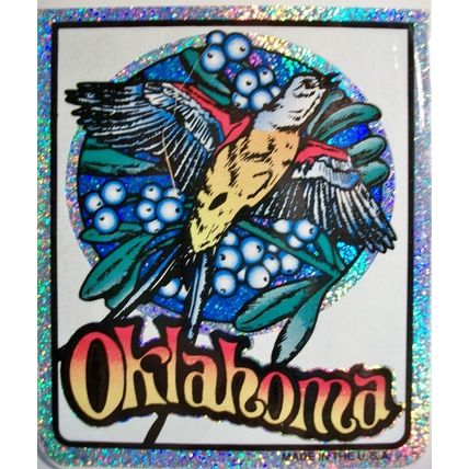 Oklahoma State Vinyl Reflective Souvenir Decal with Glitter