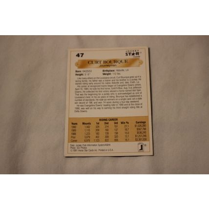 Curt Bourque 1991 Jockey Star NO. 47