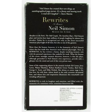 Neil Simon Rewrites, Audiobook, 4 Cassettes, Autobiography, Abridged, 1996
