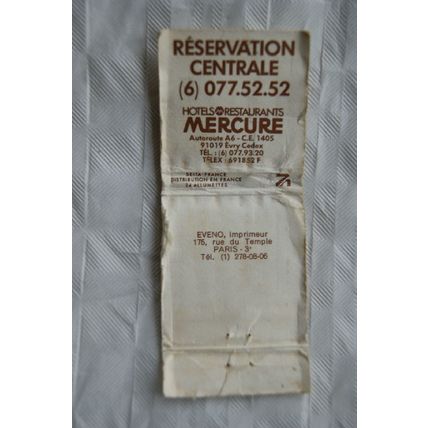 old Matchbook Cover- Mercure Hotels & Restaurants - Rothmans King Size