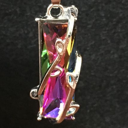 Natural Fire Rainbow Topaz Necklace #395 USA Seller