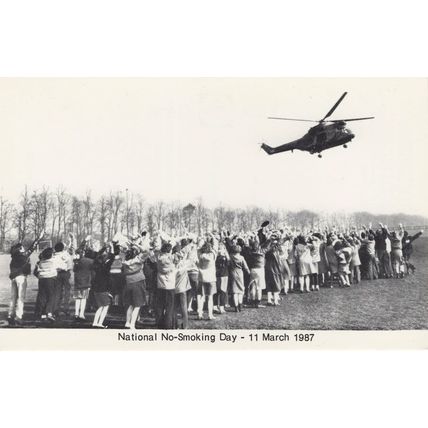 National No Smoking Day 1987 Basingstoke School Helicopter Postcard