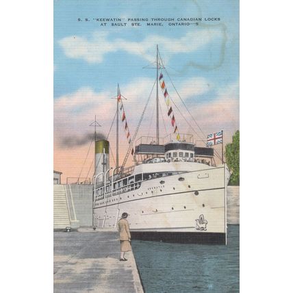 SS Keewatin Ontario Canada Ship Linen Old Postcard