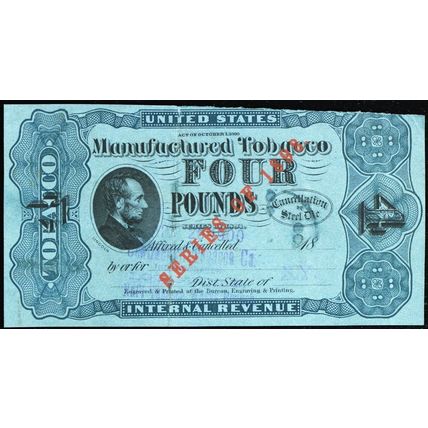 TG67B, Four Pounds Tobacco Tax Paid Stamp - Hard to Find! .. Stuart Katz