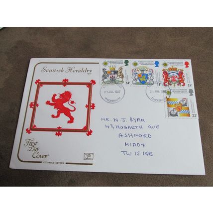 1987 Cotswold GB FDC Cover - Scottish Heraldry / Coats of Arms