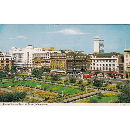 Colour Postcard - Piccadilly & Market Street, Manchester