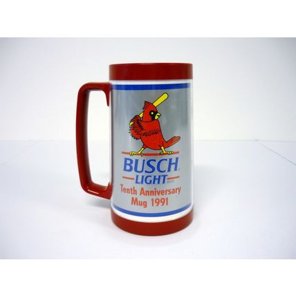 St. Louis Cardinals Thermo Mug Vintage 6" Busch Light 10th Anniversary Cup 1991