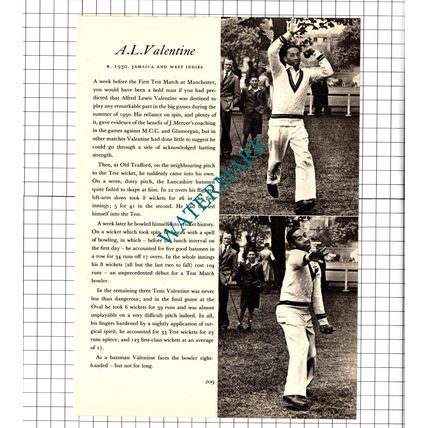 K T Ramadhin Cricketer / Alfred Valentine Cricket - 1952 Book Print