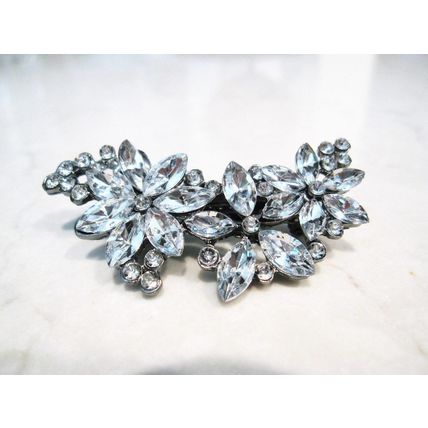 Small silver crystal hair clip barrette bridal clip bridal barrette