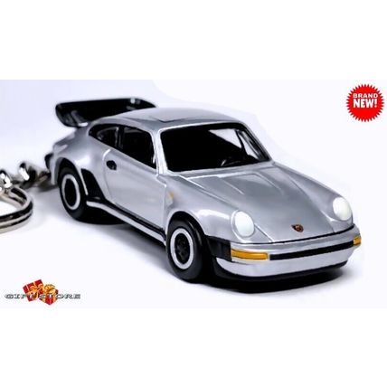 RARE KEYCHAIN SILVER PORSCHE 911 CARRERA TURBO GREAT GIFT & DESK DISPLAY