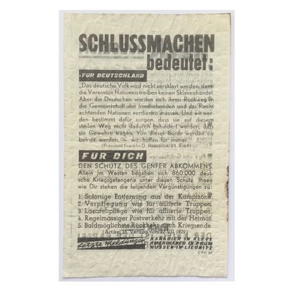 Original WW2 American Air Drop Leaflet. - Code CPH-32. - 1945.