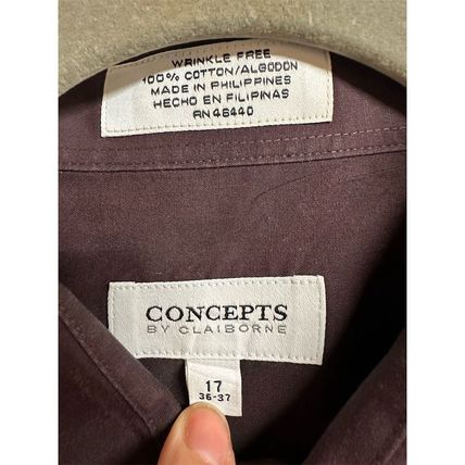Concepts by Claiborne Men's Plum Purple Dress Shirt Size 17 Long Sleeve