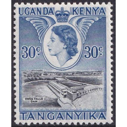 Kenya Uganda Tanganyika QEII 1954-59 30c Black Deep Ultramarine SG171 Mint MLH