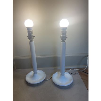 Lot of 2 Vintage Milk Glass Lamps