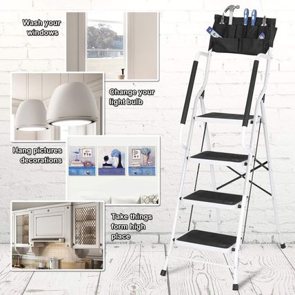 Wiberwi 4 Step Ladder with Handrails 500 Lb Capacity Step Stool Folding Portable