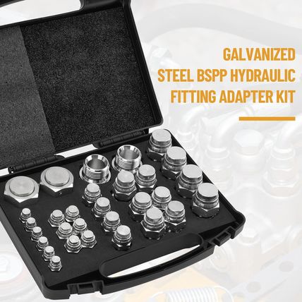 56 Pcs BSPP Cap and Plug Kit, Hydraulic Cap and Plug Kit with Precision Threadin